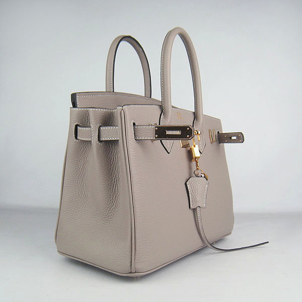 Replica Hermes Birkin 30CM Togo Leather Bag Grey 6088 On Sale - Click Image to Close